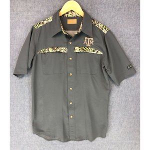 Brush Country Vented Fishing Shirt S Small Button Up Short Sleeve Gray Men's